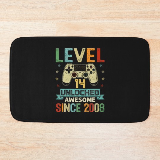 Discover Level 14 Unlocked Awesome Since 2008 Video Game 14 Bath Mats
