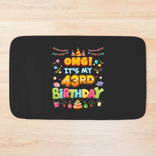 Discover OMG It's My 43Rd Birthday 43 Years Old Hat Cake Ha Bath Mats