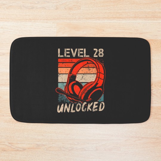 Discover Level 28 Unlocked Video Gamer Lovers 28Th Birthday Bath Mats