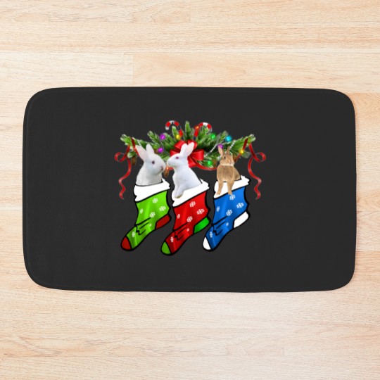 Discover Funny Three Rabbit In Sock Christmas Rabbit Gift Sleeveless Bath Mats