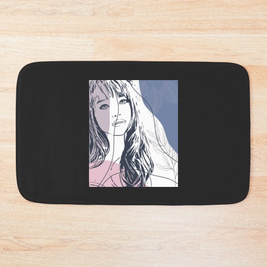 Discover Portrait sketch, tropical plants colorful shapes Bath Mats