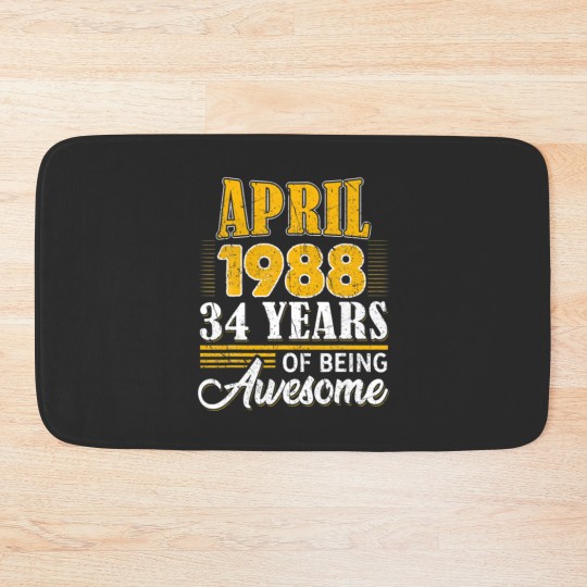 Discover 34Th Birthday Gifts 34 Year Old Awesome Since Apri Bath Mats