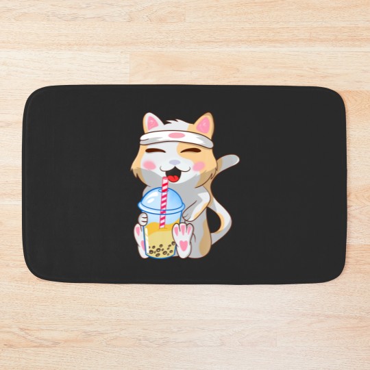 Discover Cute Cat ,Funny, Boba Bubble Tea, Anime, Japanese Bath Mats