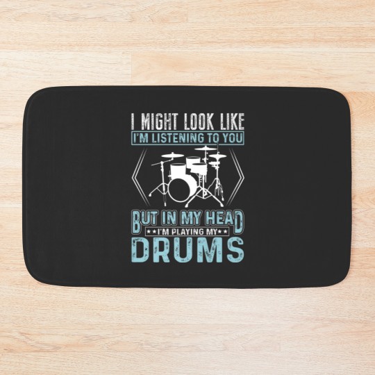Discover In My Head I'm Playing My Drums Music Drummer Funn Bath Mats