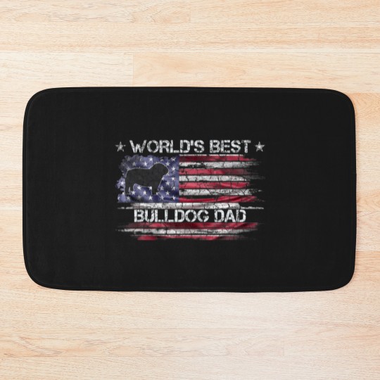 Discover Vintage USA Flag World's Best English Bulldog Bath Mats