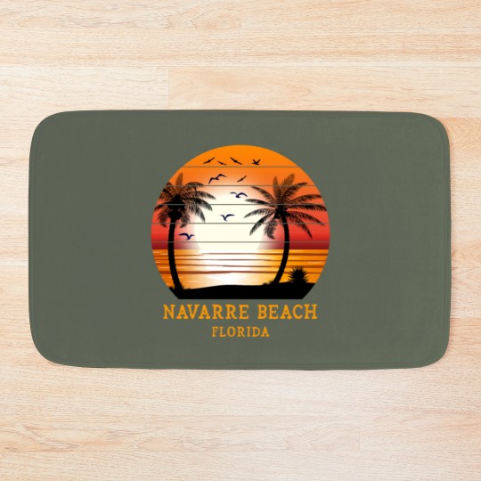 Discover Navarre Beach Florida Vintage Sunset Retro Summer Bath Mats