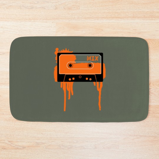 Discover Orange vintage cassette tape Bath Mats