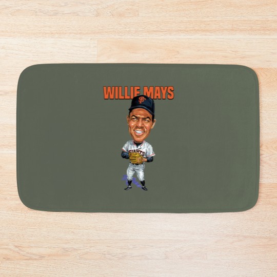Discover Willie Mays Baseball Caricature Vintage Essential Bath Mats
