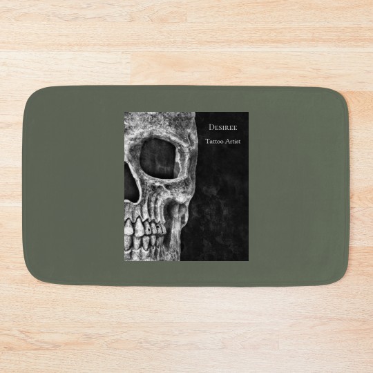 Discover Gothic Skull Head Black And White Tattoo Shop Bath Mats