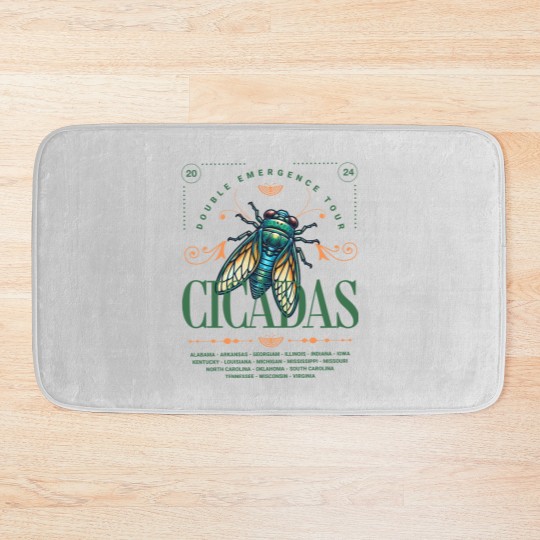 Discover Cicada 2024 Summer Tour  Bath Mats, Funny Double Emergence Unisex Cicada Bath Mats