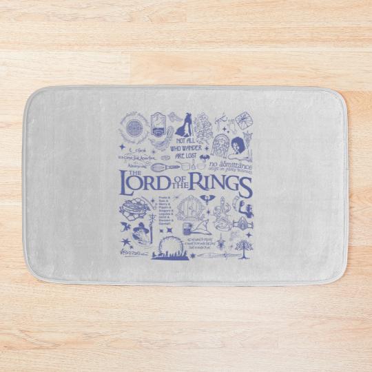Discover The Lord of the Rings Blue Doodle Bath Mats, Aragorn Gandalf Frodo Baggins Bath Mats