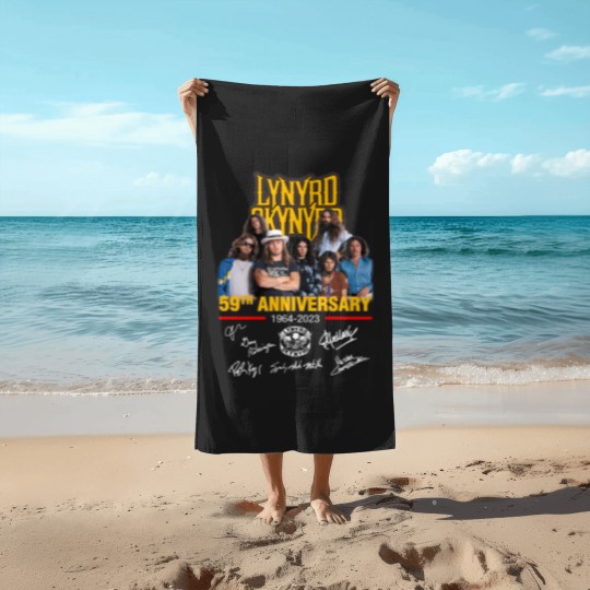 Discover Lynyrd Skynyrd 59th Anniversary 1964-2023 Signatures Beach Towels