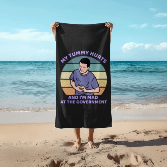 Discover My Tummy Hurts and I'm Mad At The Government Beach Towels, Funny Meme Beach Towels