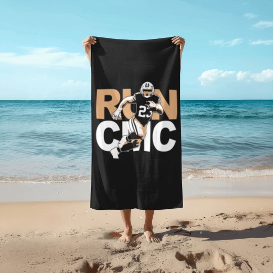 Discover San Francisco Christian McCaffrey "RUN CMC" Beach Towels
