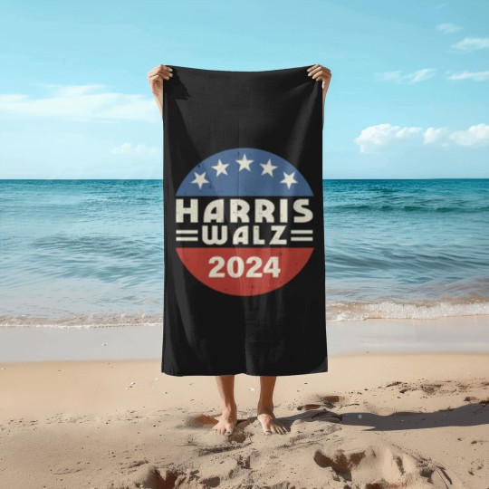 Discover Harris Walz Beach Towels, Kamala Harris Tim Walz President VP 2024 Beach Towels, Tim Walz