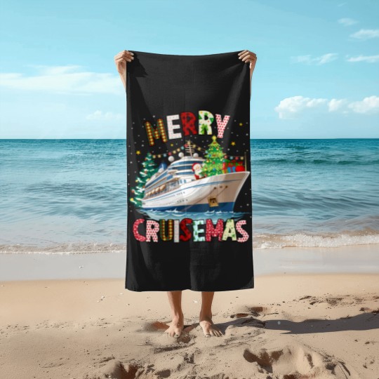 Discover Merry Cruisemas Beach Towels, Christmas Cruise Crew Beach Towels