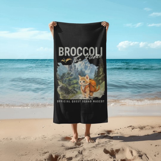 Discover Broccoli the Fierce Beach Towels, Sworn Protector of the Quest Squad Beach Towels, Fourth Wing Inspired