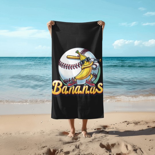 Discover Let's Go Bananas Baseball Beach Towels, Sports Team Mascot Beach Towels