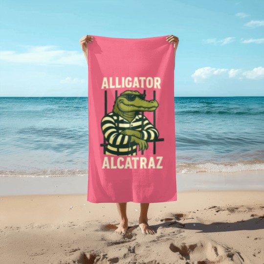 Discover Alligator Alcatraz Beach Towels Comfort Colors, Funny Gator Beach Towels, Retro Unisex Graphic Beach Towels