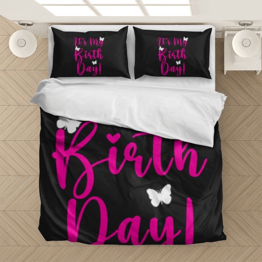 Discover It_s My Birthday! Cute Shirt Birthday Party Team Butterfly Bday Bedding Sets