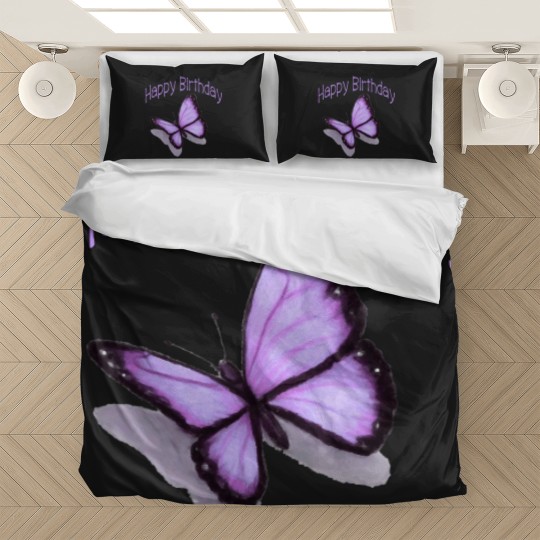 Discover Happy Birthday, Purple Butterfly Bedding Sets
