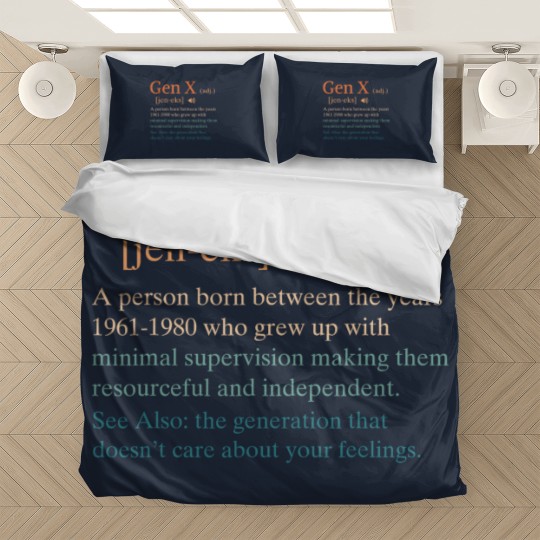 Discover funny gen x definition sarcasm humor 1960 1980 birthday Bedding Sets