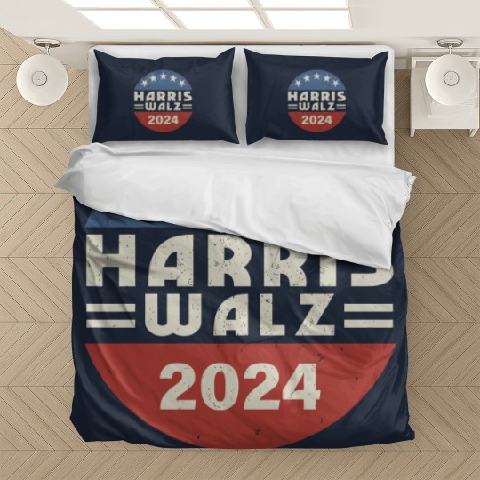 Discover Harris Walz Bedding Sets, Kamala Harris Tim Walz President VP 2024 Bedding Sets, Tim Walz