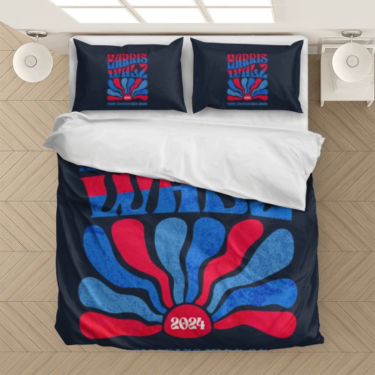 Discover Harris Walz 2024 Vintage Boho Groovy Retro red Blue Kamala Harris 2024 - Harris Walz 2024 - Bedding Sets