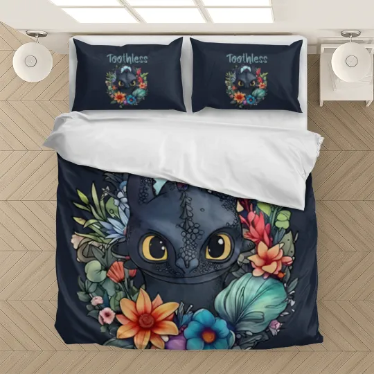 Discover Disneyyy How To Train Your Dragon Toothless Floral Bedding Sets, Disneyyy Bedding Sets
