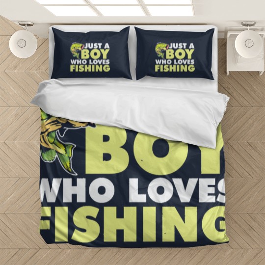 Discover Just A Boy Who Loves Fishingjust a boy who loves fishing Bedding Sets