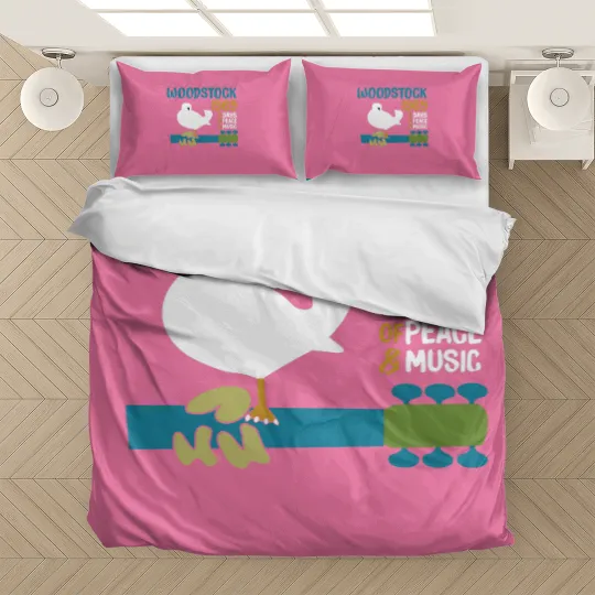 Discover woodstock 50th anniversary 1969 2020,Woodstock Bedding Sets,Woodstock 1969 ,Peace Love Bird - Woodstock - Bedding Sets