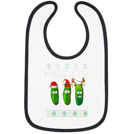 Discover Pickle Lover Xmas Lighting Santa Ugly Pickle Bibs