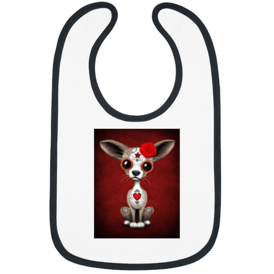 Discover Red Day of the Dead Sugar Skull Chihuahua Puppy Bibs