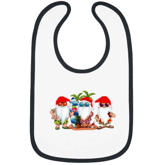 Discover Cute Hawaiian Three Gnomes Christmas In July Summer Vacation Bibs