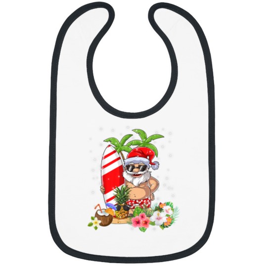 Discover Christmas In July Santa Hawaiian Surfing Summer Surf Bibs