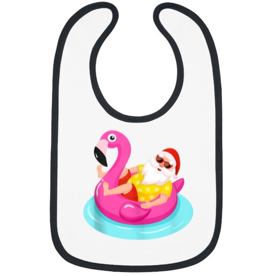 Discover Christmas In July Santa Relaxing On A Flamingo Float Gifts Bibs