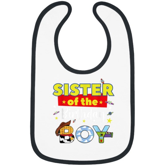 Discover Sister Of The Birthday Boy Toy Familly Matching Story Bibs