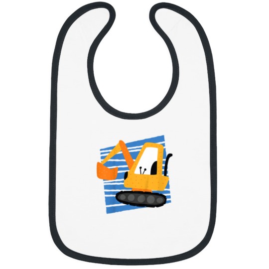 Discover Kids Construction Excavator Machine Cartoon Graphic for Bibs