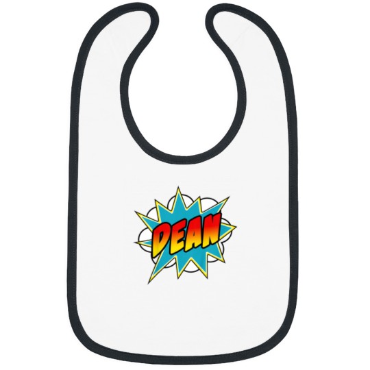 Discover Kids Boys Dean Name Comic Book Superhero Bibs