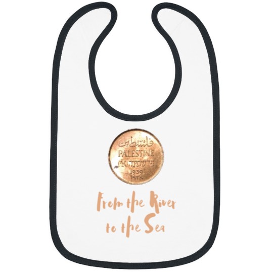 Discover 1939 Palestinian Coin Bibs with From the River to the Sea as a Caption