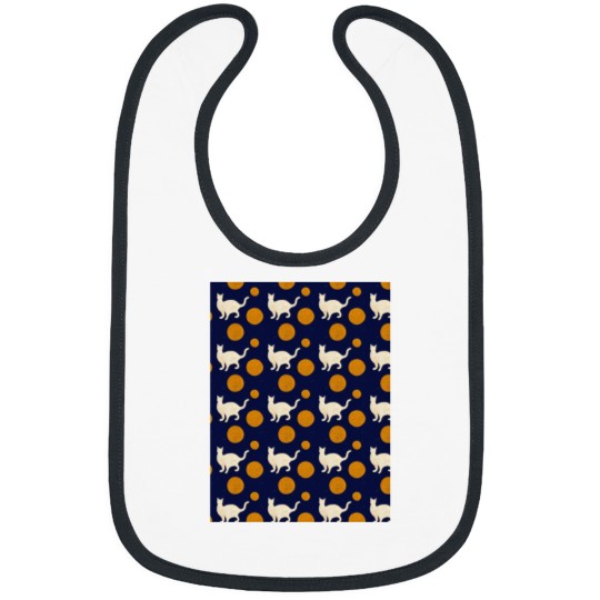 Discover White Cat Orange Polka Dots - Matisse-esque Graphic Bibs