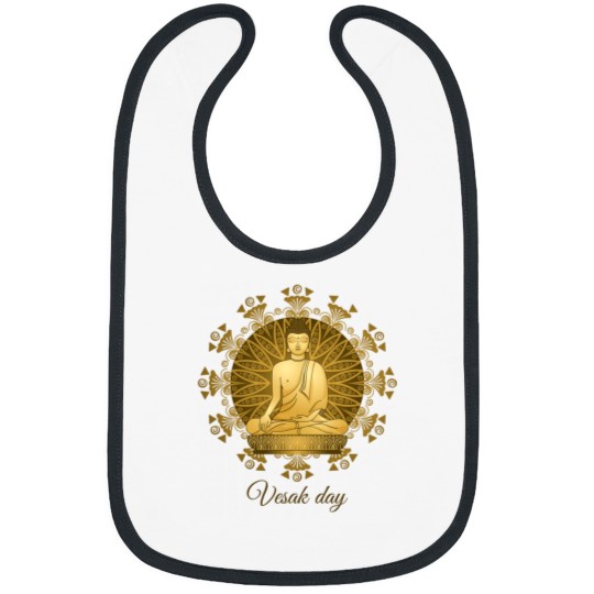 Discover Young buddha vesak day golden statue Bibs