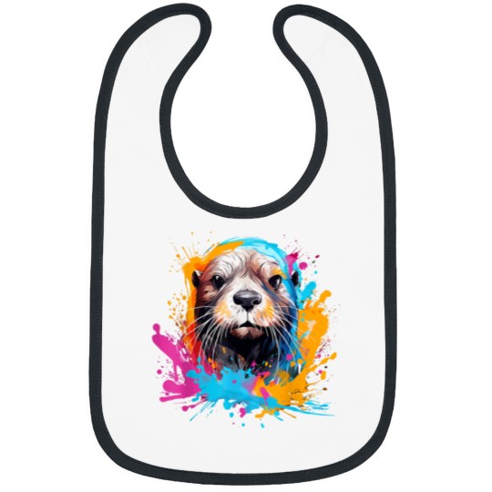 Discover Sea Otter Animals Lover Colorful Splash Art Bibs