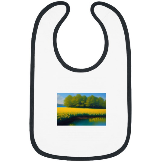 Discover Yellow springtime daffodils by the blue woods stream and coastal salt New Engl and floral landscape n Bibs