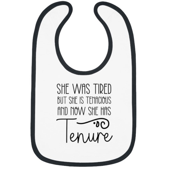 Discover Womens Cute Tenured Professor Women Tenure Tired Teacher Tenacious V-Neck Bibs