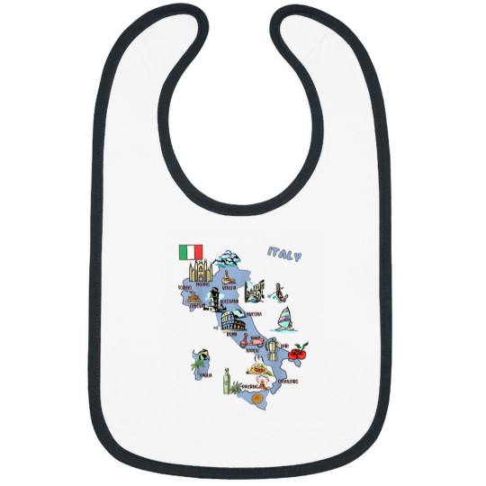 Discover Italy tourist map with landmarks flag and famous symbols Bibs