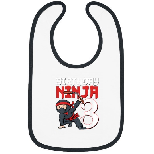 Discover Kids 3rd Birthday Ninja Im 3 Years Old Bday Party Best Boy Bibs