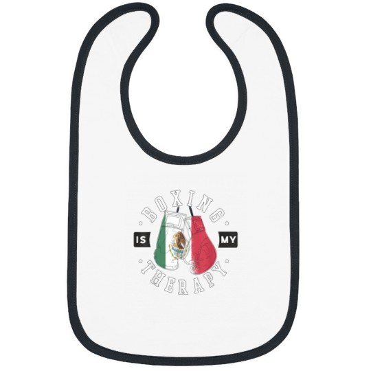 Discover Boxing Is My Therapy Mexico Boxing Glove Mexican Flag Boxer Bibs
