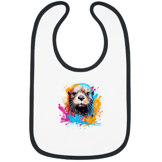 Discover Sea Otter Animals Lover Colorful Splash Art Bibs