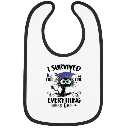 Discover I Survived Graduated Black Cat Last Day of School Class 2023 Bibs